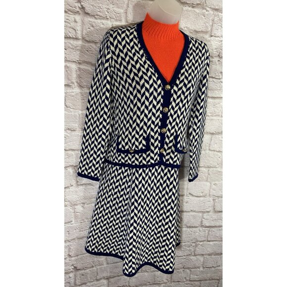 Vintage 1960s St. John Knits Sweater Jacket Dress 2-Piece Outfit Small/Medium - Picture 3 of 16